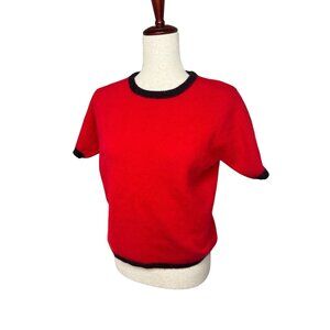 VTG Rafa M Red Blk Angora Rabbit Hair lambs Wool Rockabilly sweater Valentine’s
